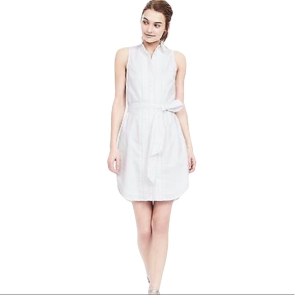 Banana Republic Button Down White Oxford Shirt Dress Size 10 - Picture 10 of 10